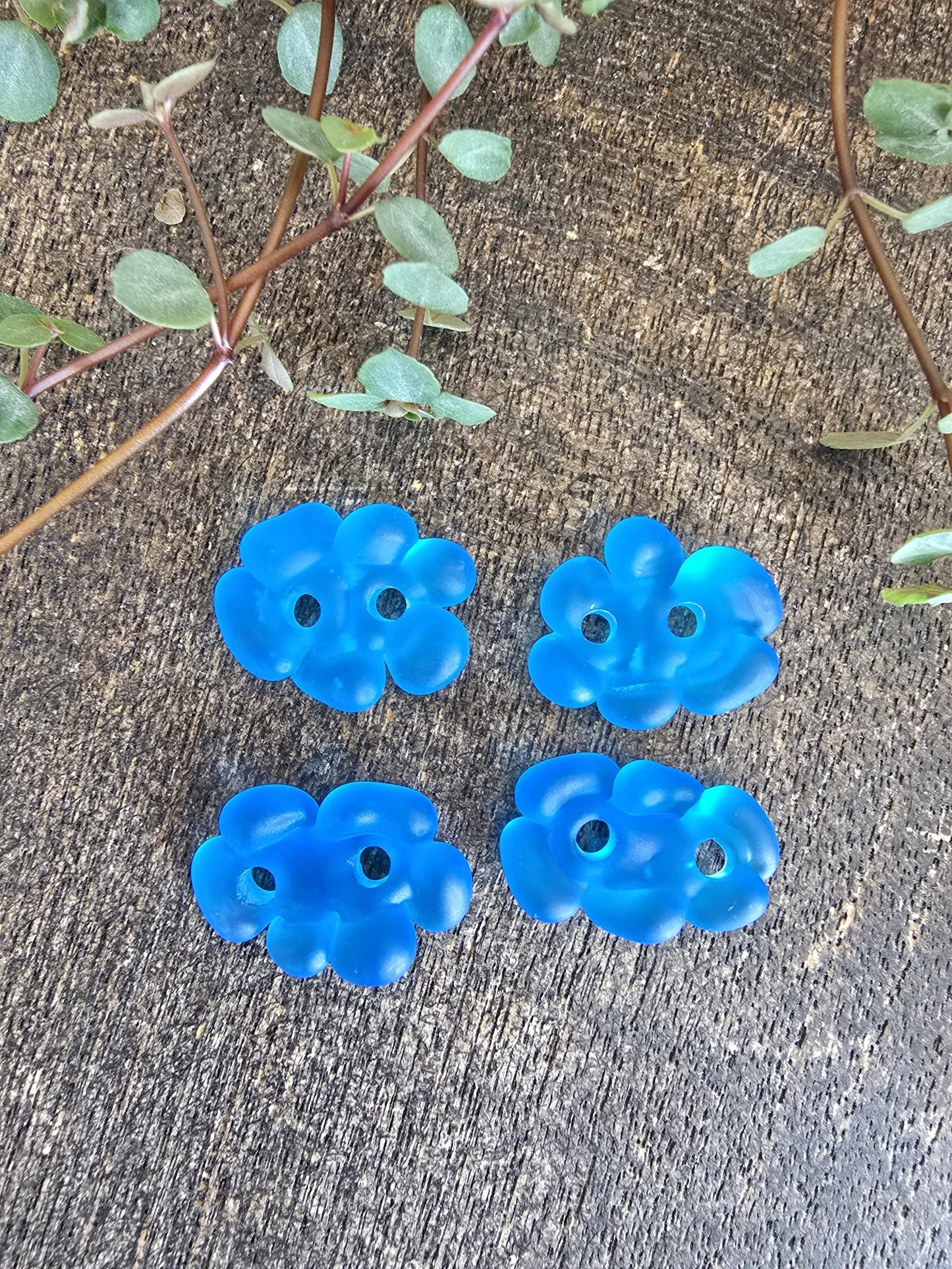 Aqua Sea Glass Flowers