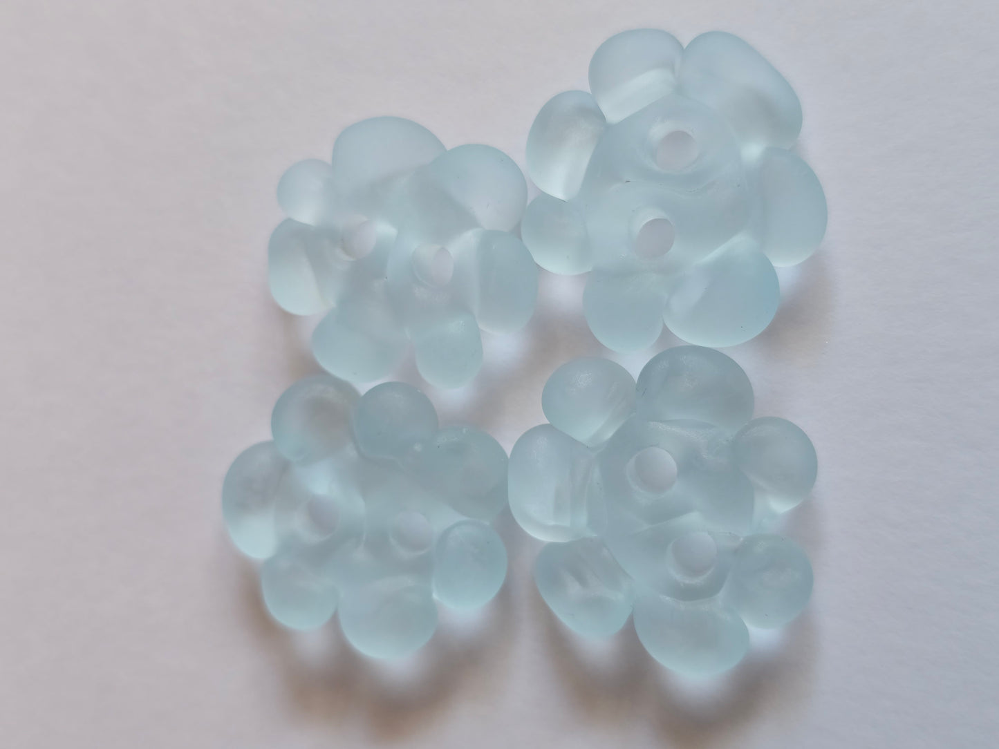 Pale Aqua Sea Glass Flowers