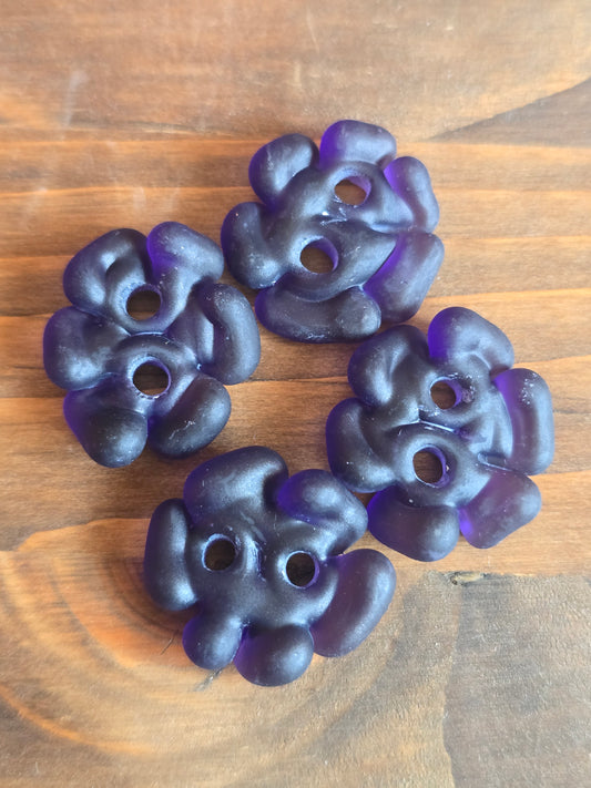 Dark Purple Sea Glass Flowers