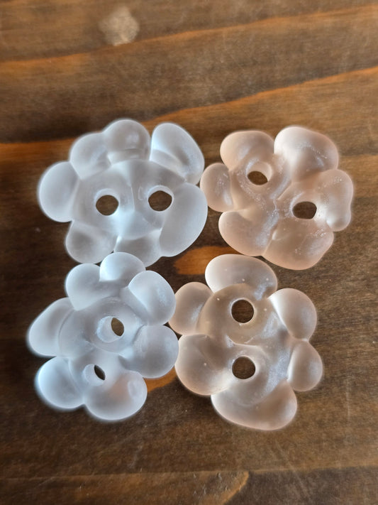 White & Peach Sea Glass Flowers