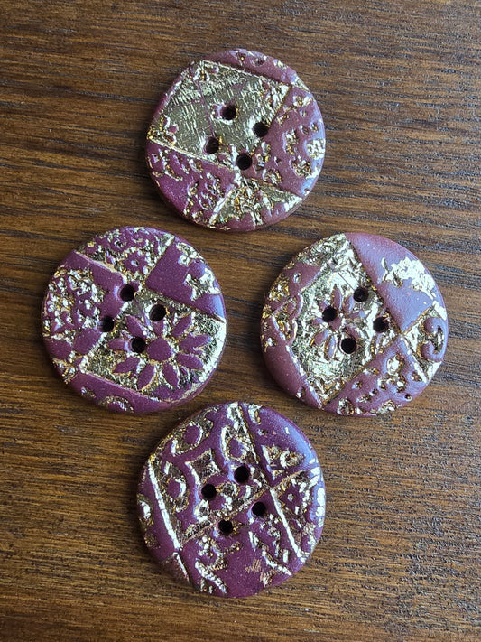 Burgundy Gold Leaf Large