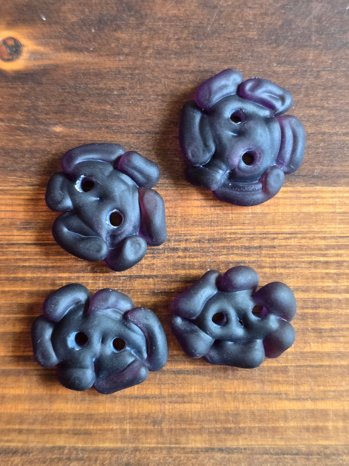 Dark Purple Sea Glass Flowers